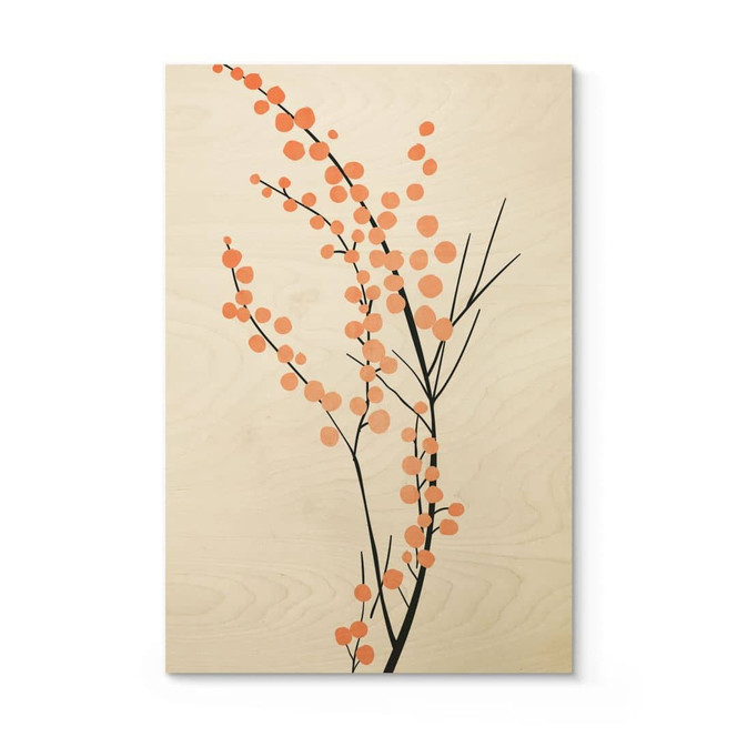 Holzbild Pfirsichfarbene Kirschblüten - Kubistika