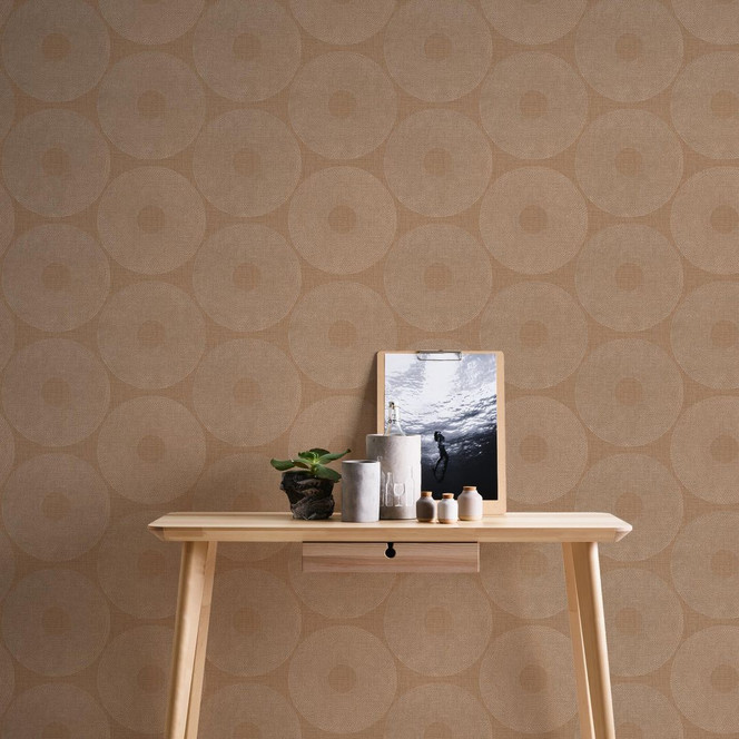 Livingwalls Tapete mit Kreisen Desert Lodge Vliestapete braun
