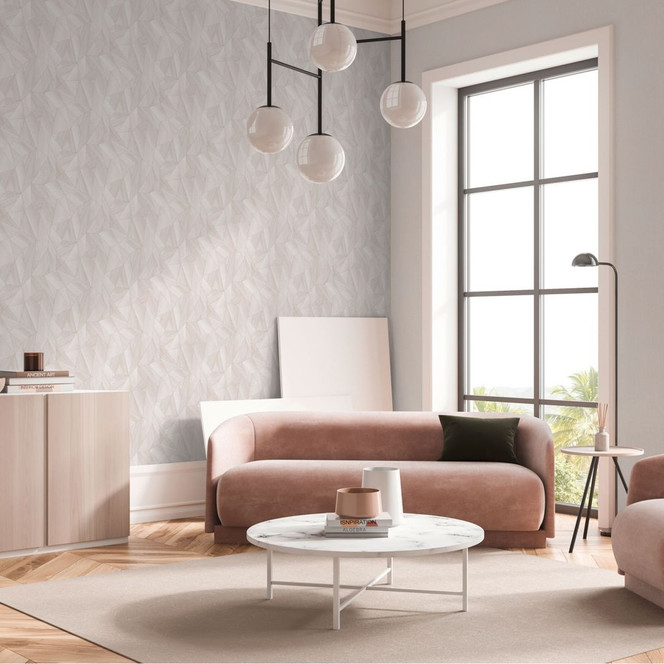 Geometrische Tapete Holzoptik Beige Creme – Vliestapete mit Struktur