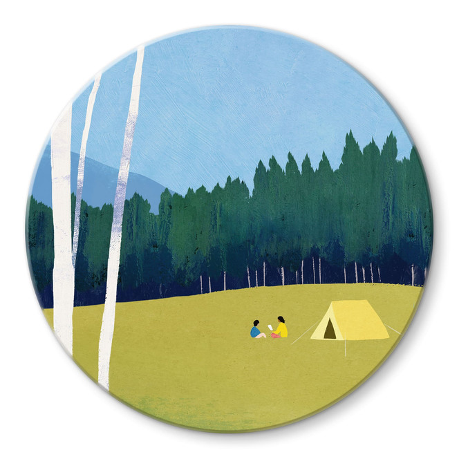 Glasbild Camping am Wald - Rivers - Rund