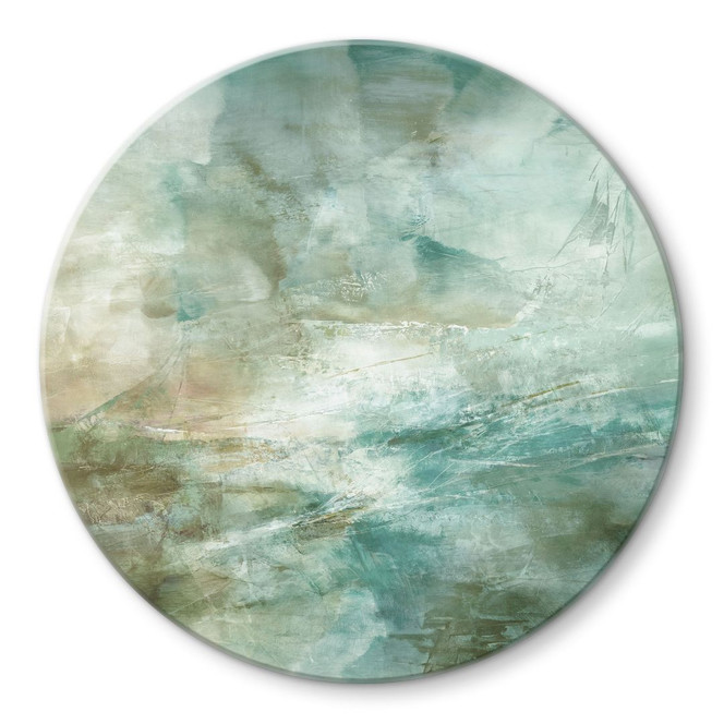 Glasbild Salbeigrünes Nebellicht - Schmucker - Rund