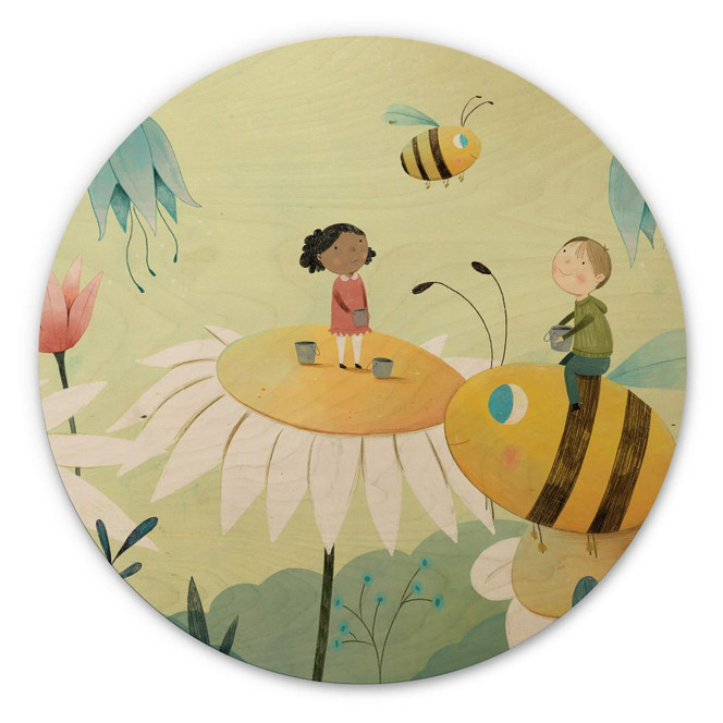 Holzbild Loske - Honigbienen - Rund