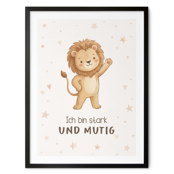 Kinder-Poster "Ich bin stark und mutig" mit Löwe
