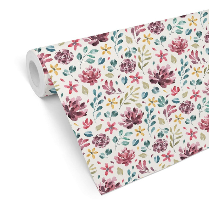 Mustertapete - Aquarell Bunte Blumenwiese