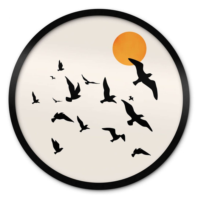 Poster Zugvögel auf dem Weg in den Süden - Kubistika - Rund