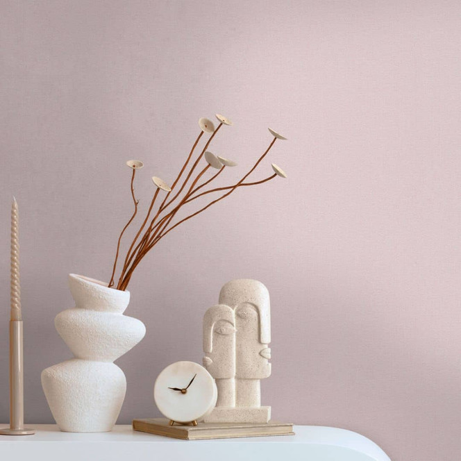 Unitapete mit feiner Struktur Rosa – Einfarbige Vliestapete in zartem Rosé