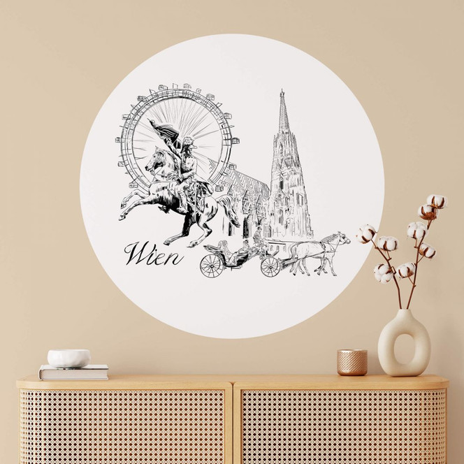 Wandtattoo Love your City - Wien - schwarz-weiss - Rund