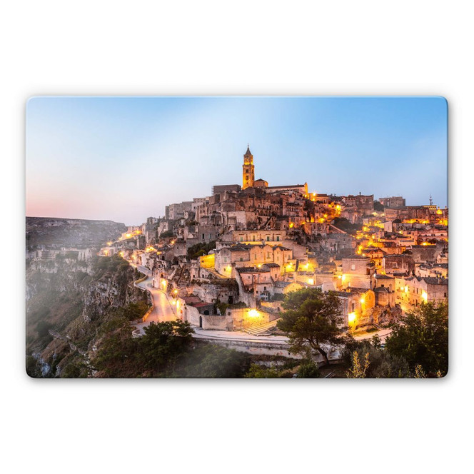 Glasbild Colombo - Matera am Abend