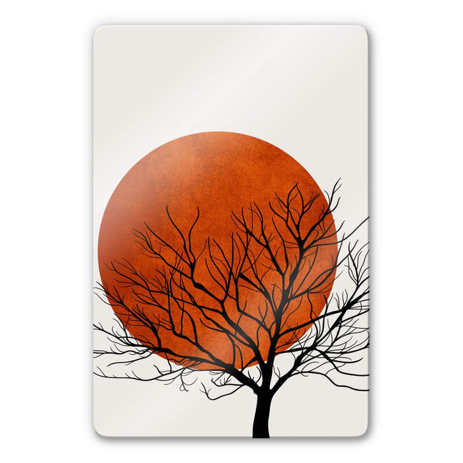 Glasbild Kubistika - Warmer Sonnenuntergang