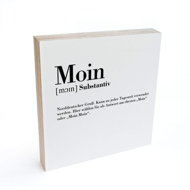 Holzbild zum Hinstellen - Grammatik - Moin - 15x15cm - Bild 1