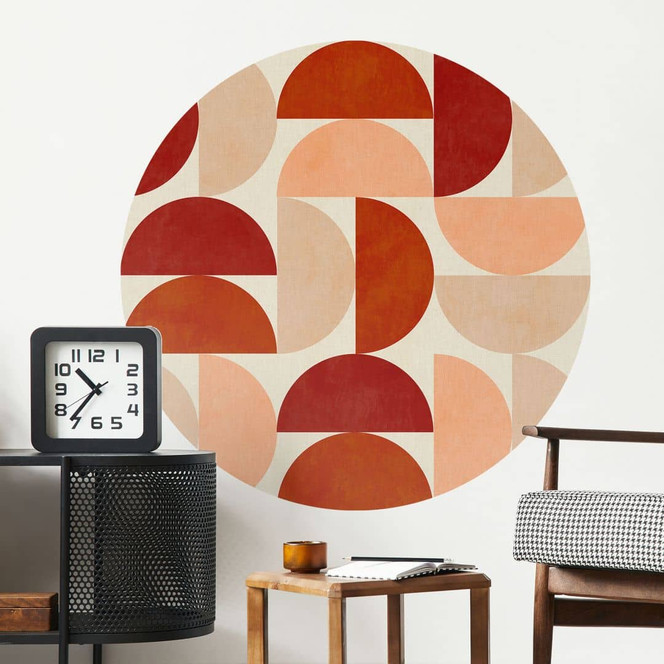 Wandtattoo Abstrakte Halbkreise in warmen Naturtönen - Bré - Rund