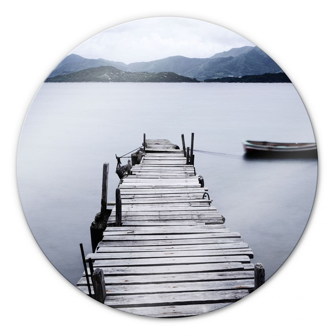 Glasbild Bergsee - rund