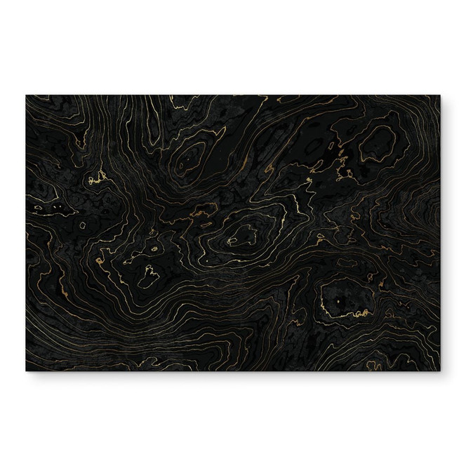 Wandbild Abstrakte Linien Schwarz-gold - Amini - Alu-Dibond