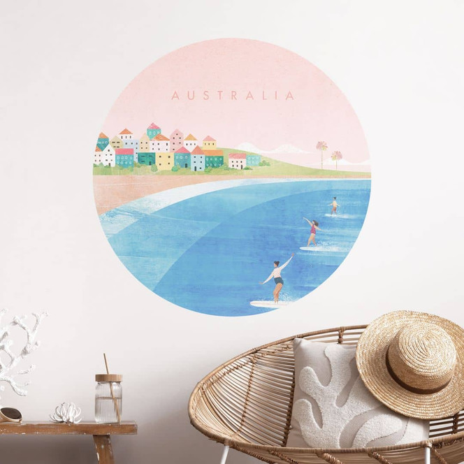 Wandtattoo Surfen an der Küste Australiens - Rivers - Rund