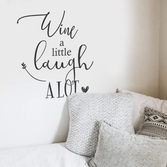 Wandtattoo Wine a little laugh a lot