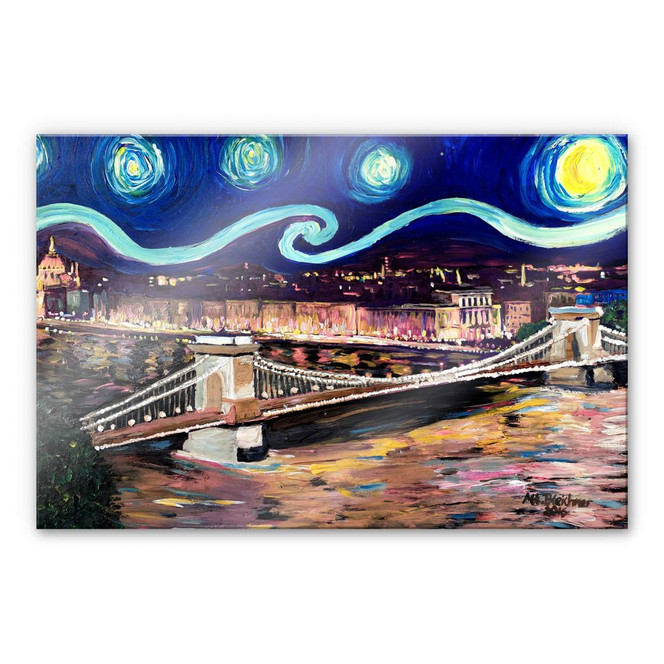 Acrylglasbild Bleichner - Starry Night in Budapest
