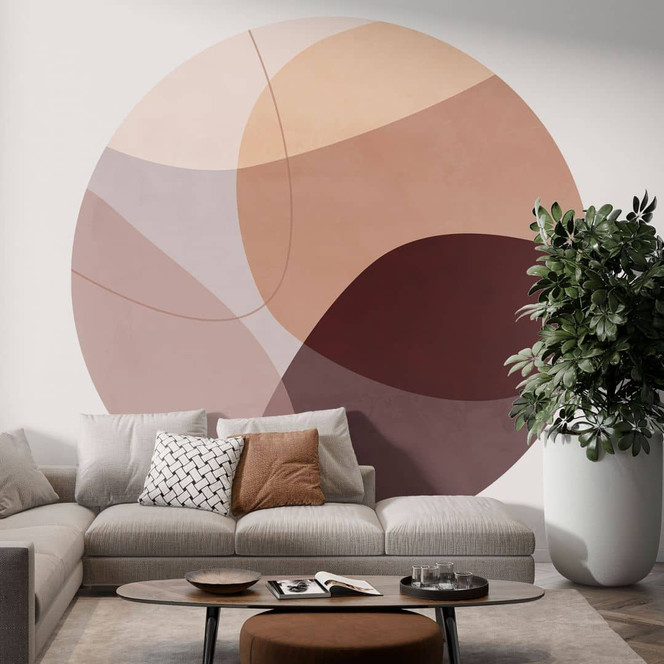 Fototapete Abstrakte Formen in warmen Erdtönen - Böhmer - Rund - Selbstklebend/Vlies
