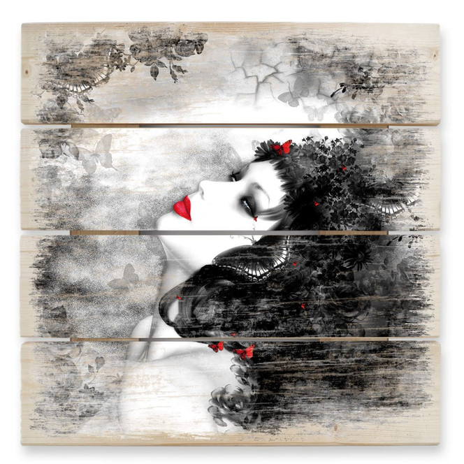 Holzbild Schwarzer Falter Imago - 40 x 41.5 cm