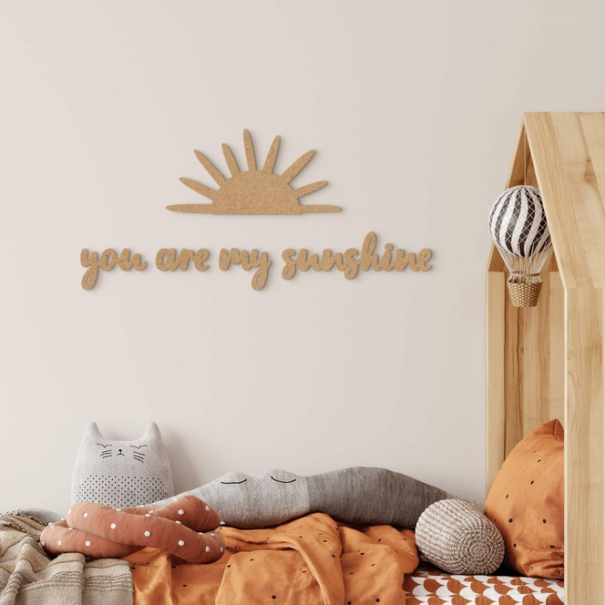 Kinderzimmer Spruch Deko Sonne - You are my sunshine - MDF Natur