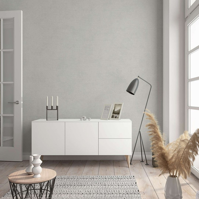 Vliestapete in moderner, feiner Struktur grau, beige Uni