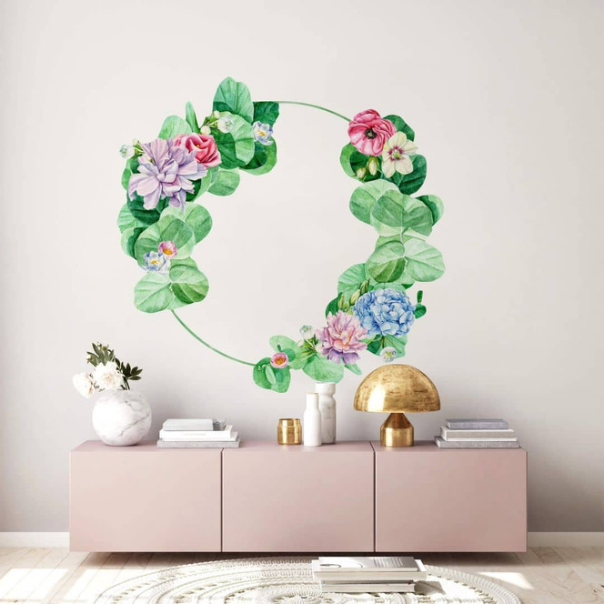 Wandtattoo Blumenkranz XXL