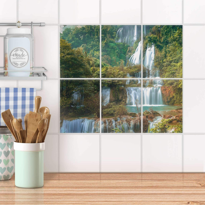 Fliesenaufkleber hoch - Rainforest - 6er Set