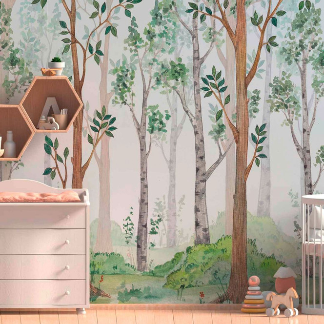 Fototapete Blumen Forest in grau braun - Vliestapete Designwalls 2 - 2.55x3.5 m