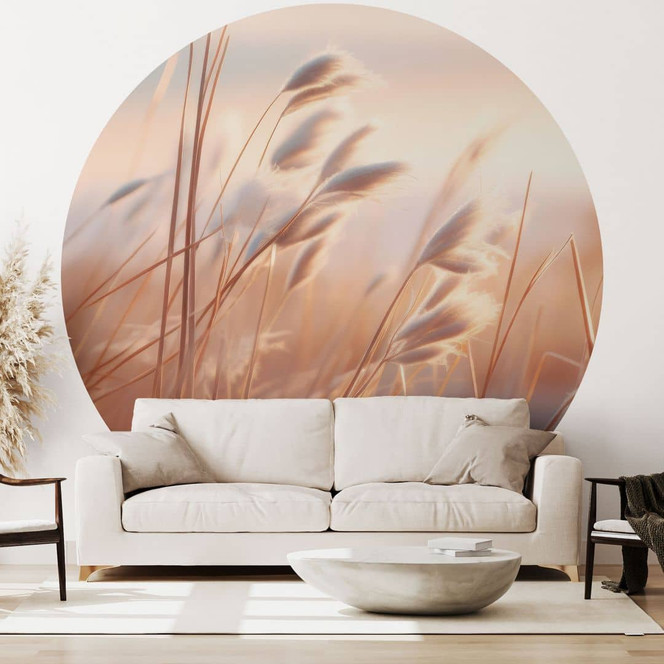 Fototapete Dünengras in der Abendsonne - Treechild - Rund - Selbstklebend/Vlies