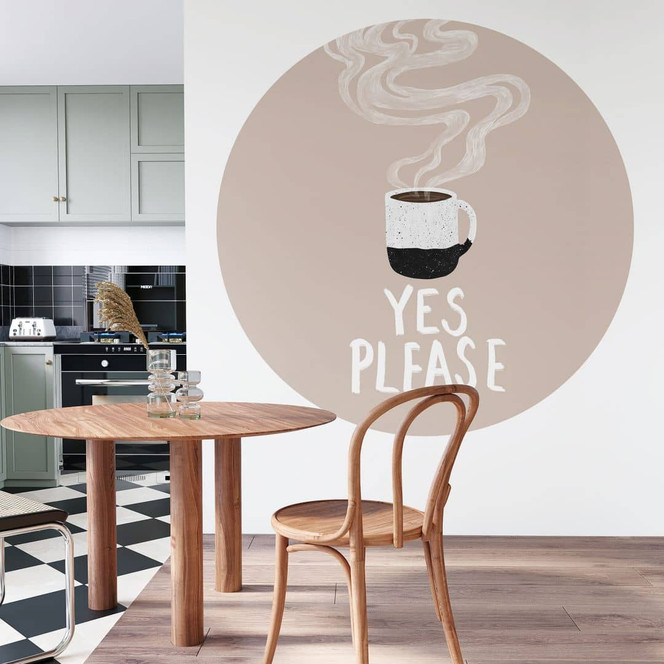 Fototapete Heisse Tasse Kaffee am Morgen | Küchentapete - EMELIEmaria - Rund - Selbstklebend/Vlies