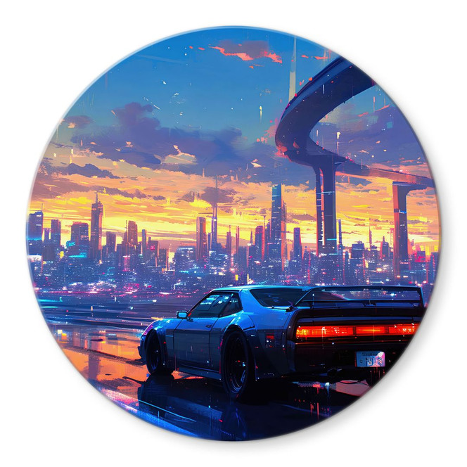 Glasbild Autofahrt durch den Regen - Takkar - Rund