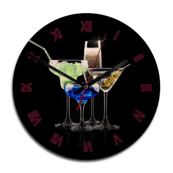 Holz-Wanduhr - Girly Cocktails