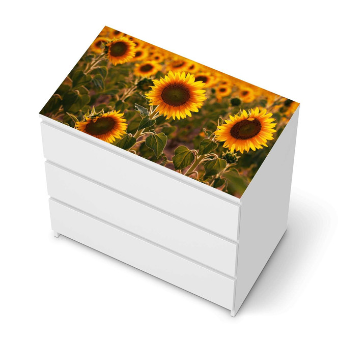 Möbelfolie IKEA Malm Kommode 3 Schubladen oben - Sunflowers- Bild 1