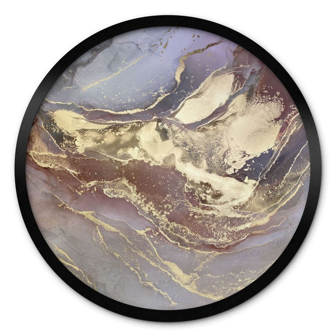 Poster Edle Strukturen in Gold und Violett - Shelest - Rund