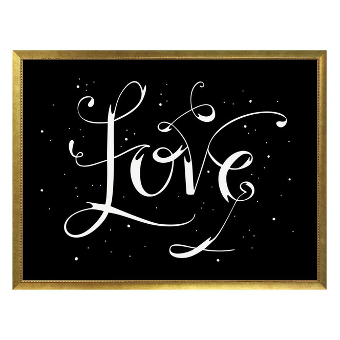 Poster Handlettering Love - schwarz negativ