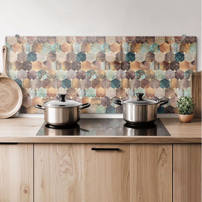 Spritzschutz Fredriksson - Hexagone: Gold und Kupfer - Panorama