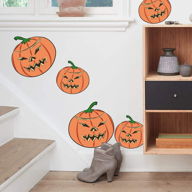 Wandsticker Kürbiskopf-Set