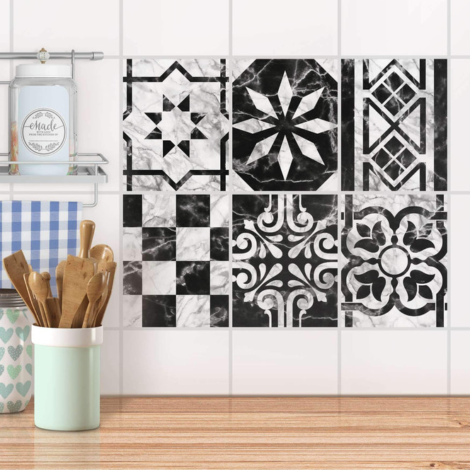 Fliesenaufkleber Set rechteckig - Marmor Muster