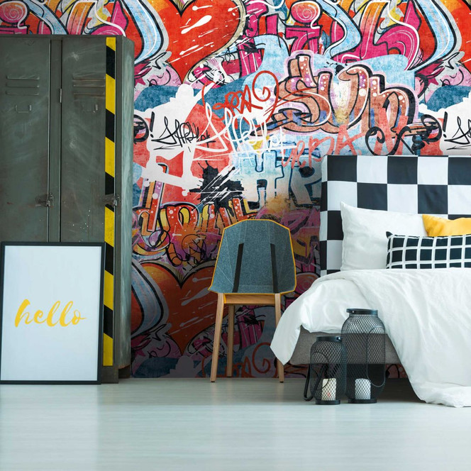 Fototapete Graffiti Hip-Hop Streetart Bunt - Jugendzimmer Tapete erweiterbar