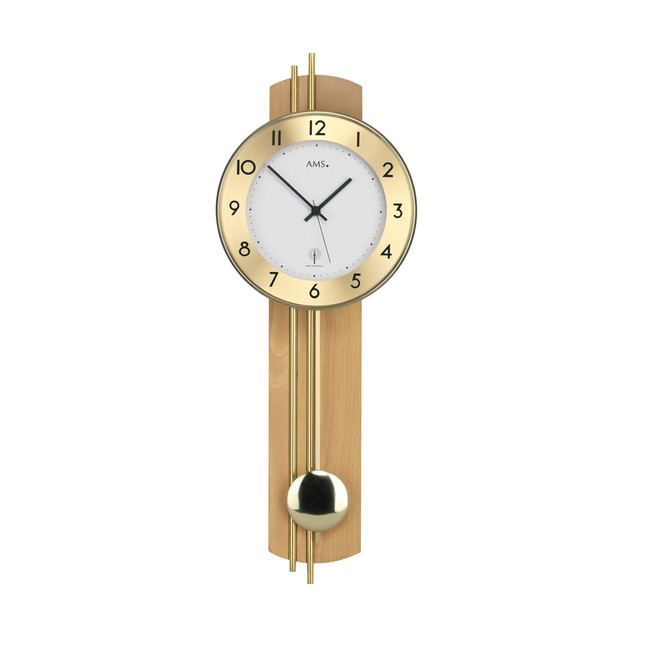 Funkwanduhr Pendeluhr Holzrückwand Buche furniert