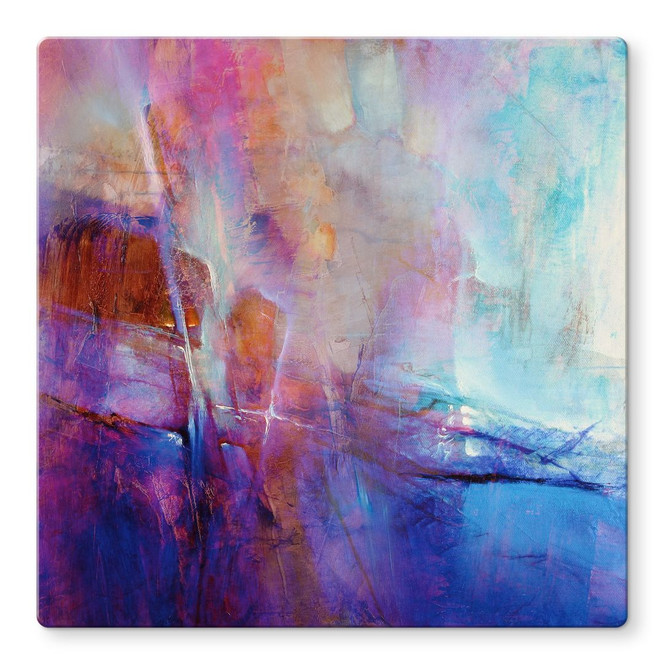 Glasbild Abstrakte Küstenlinie in Violett - Schmucker - Quadratisch