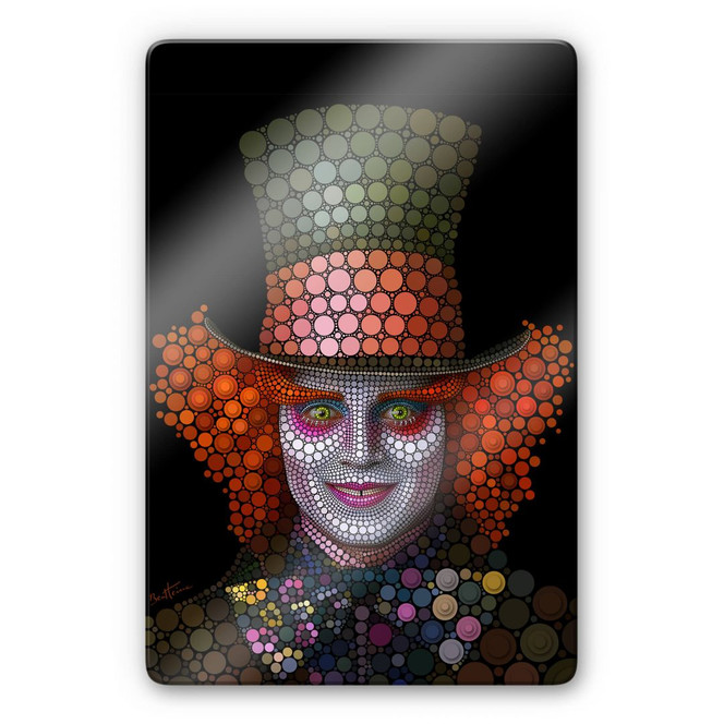 Glasbild Ben Heine - Circlism: Johnny Depp der Hutmacher