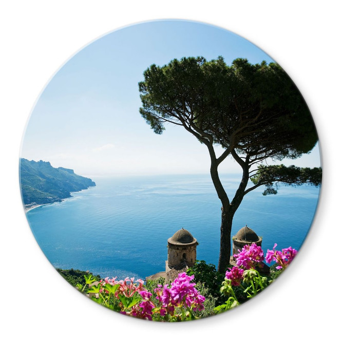 Glasbild Blick auf die Amalfiküste - Rund