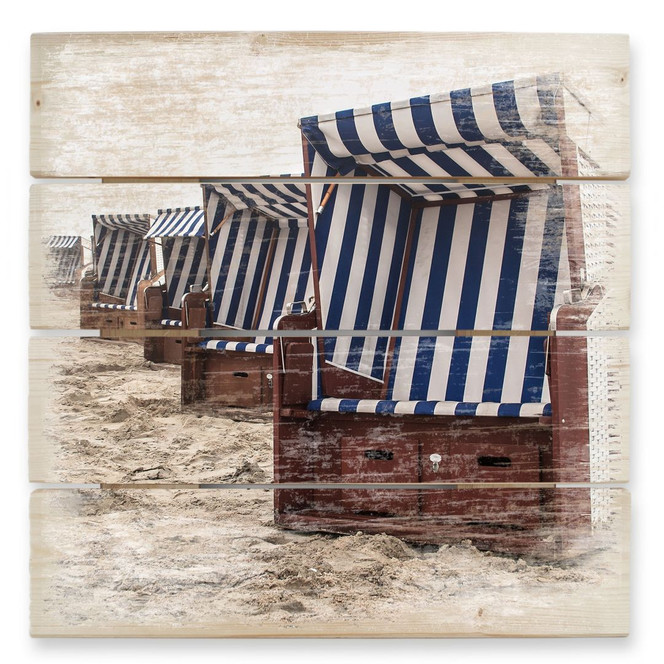 Holzbild Strandkorb auf Norderney - 40 x 41.5 cm