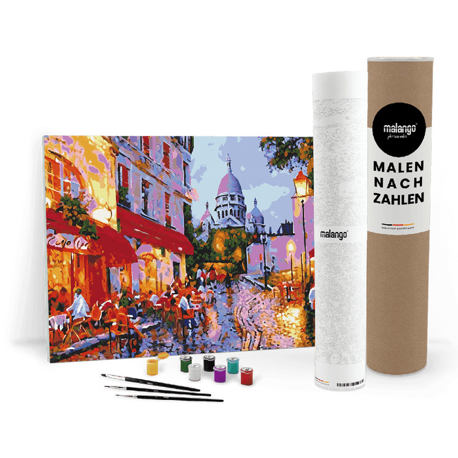 Malen nach Zahlen Leinwandbild - Café vor Sacre Coeur No. 1