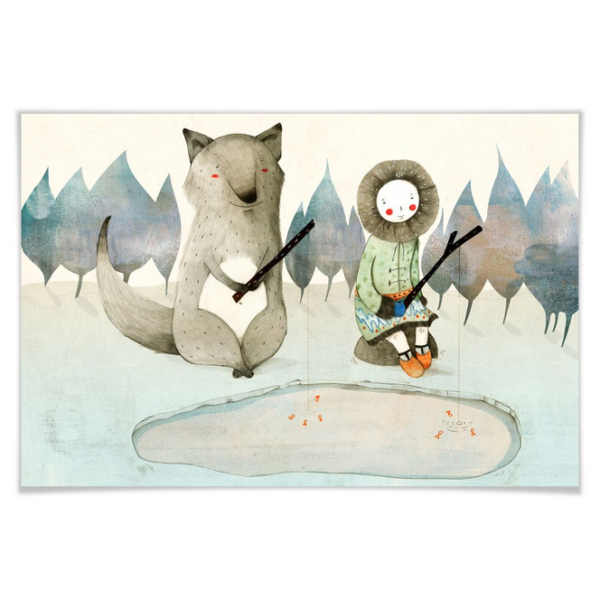 Poster Loske - Das kleine Inuitmädchen und der Wolf