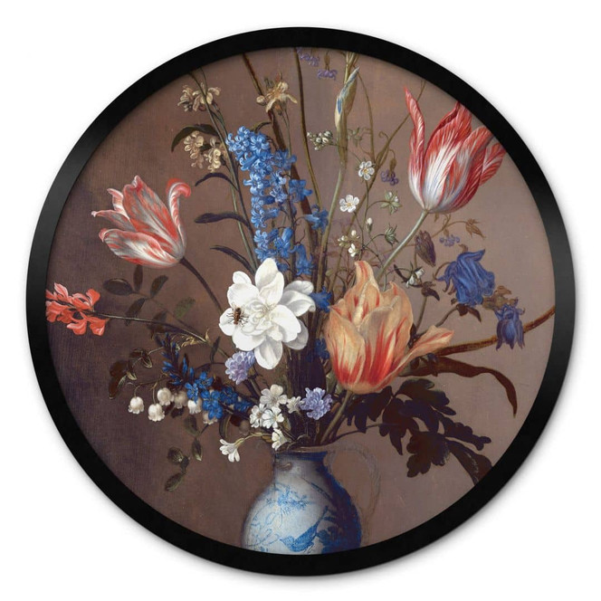 Poster Van der Ast - Blumen in einer Wan-Li Vase - Rund