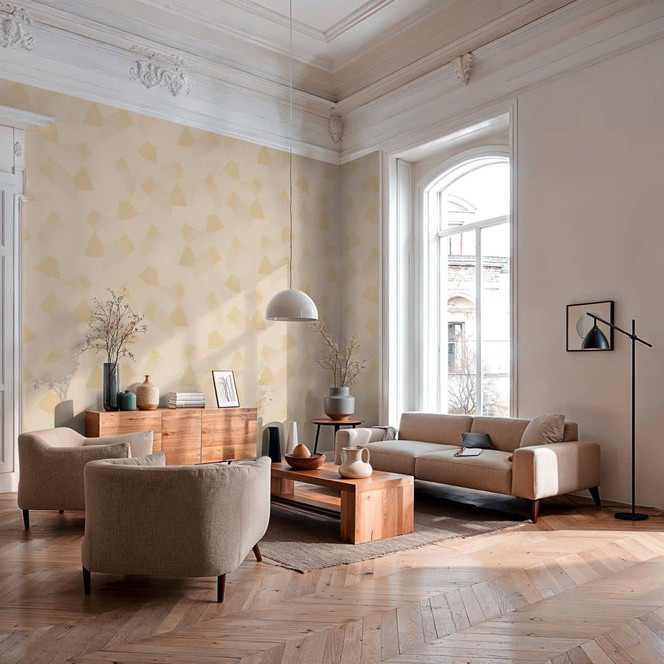 Vliestapete geometrisch Formen beige gold Tapete Wandtapete Geometrisch