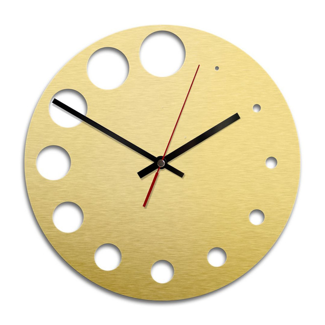 Wanduhr Alu-Dibond-Goldeffekt - Punkte - Ø 28cm - Bild 1