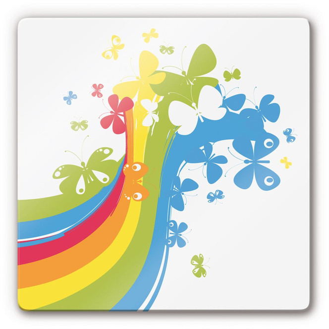 Glasbild Butterfly Rainbow