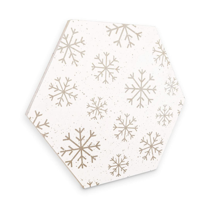 Hexagon - Holz Birke-Furnier Schneeflocken Eiskristalle